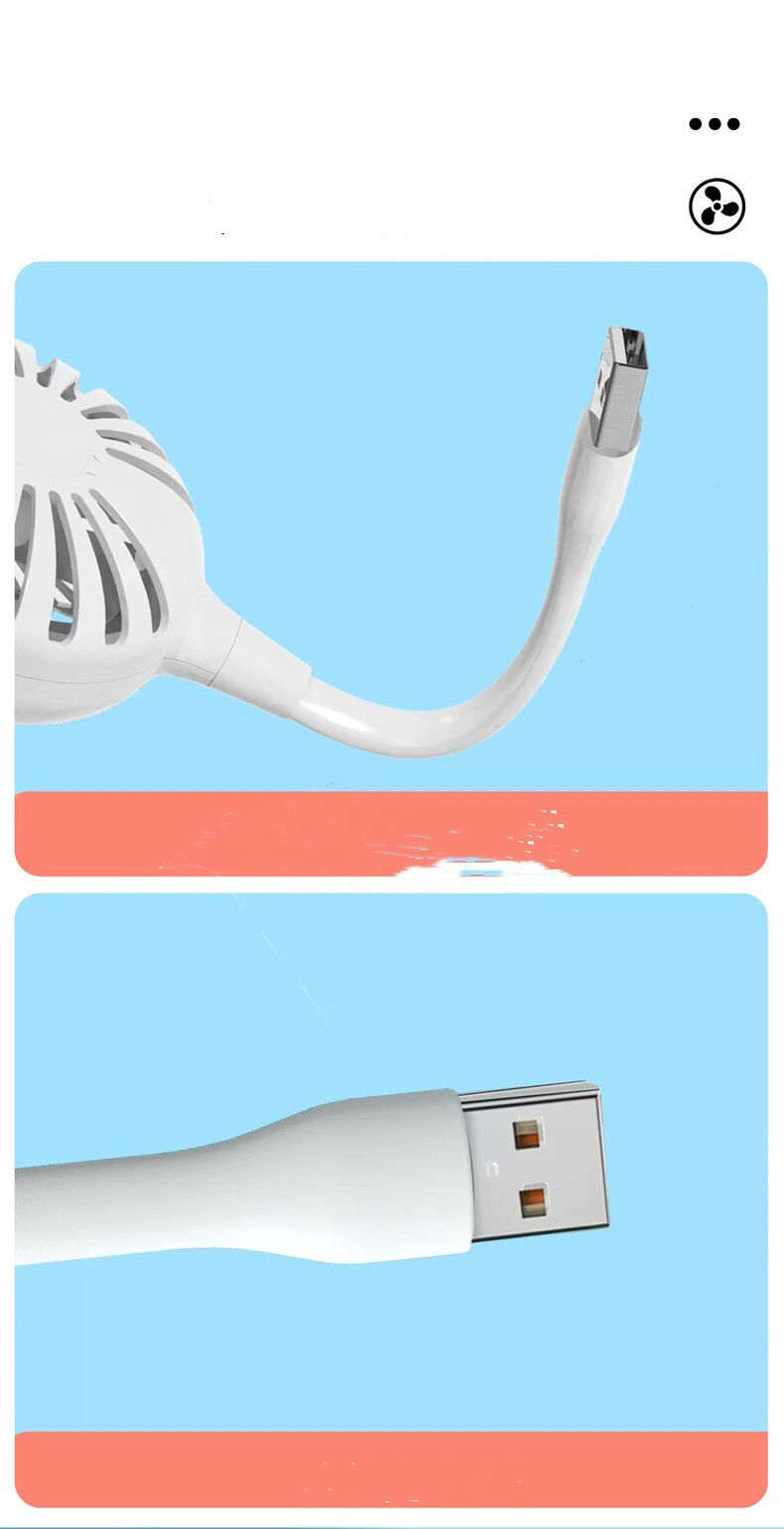 WELLHOME 2PCS Portable Pocket Fan Desktop Fan Computer Fan USB Powered Cooling Fan Mini USB Fan with Flexible Neck for Computer Laptop