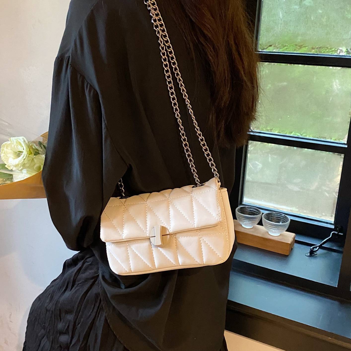 MDD&5724 Fashion Candy Color Mini Purses For Women Unique Lock Ladies Hand Bags Handbag Pu Leather Shoulder Cross-body Chain Bag