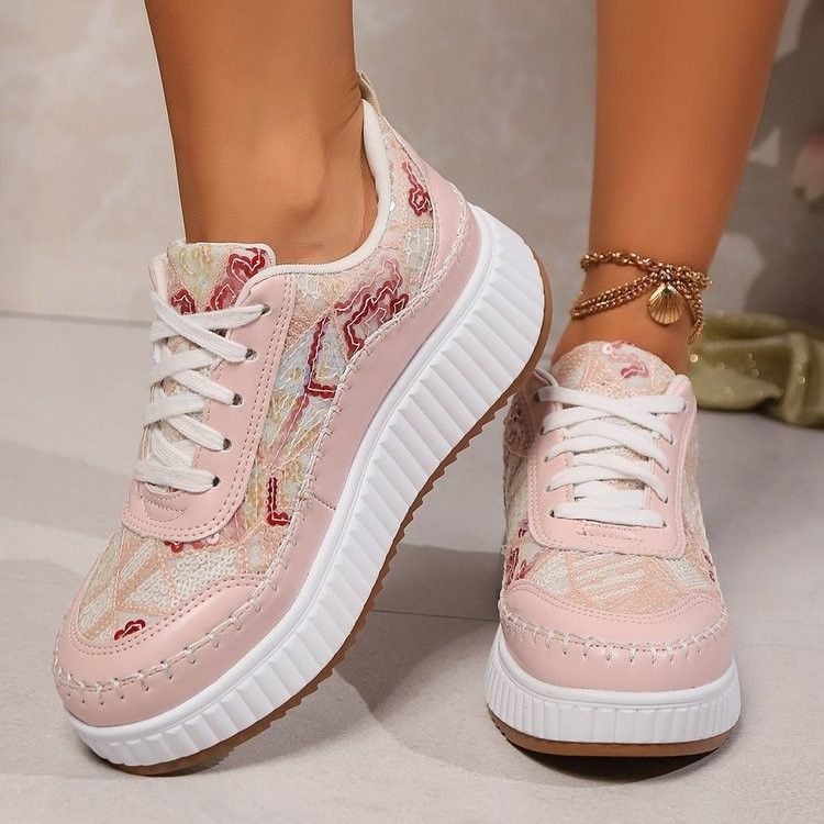 2025 new models of women's soft leather white sneakers, casual thick-soled sports sneakers, and European and American thick-soled canvas shoes