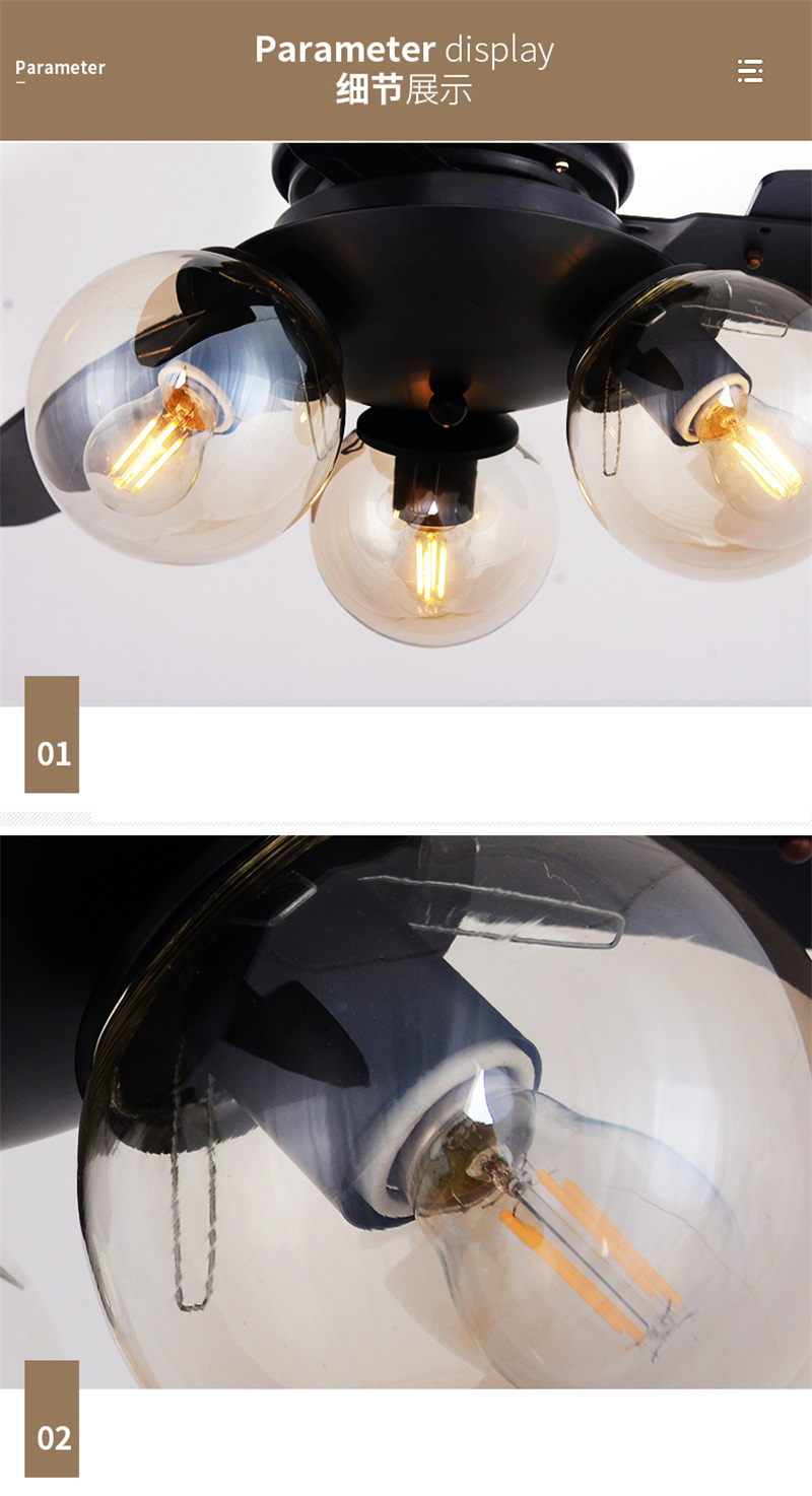  OUFULA Modern Nordic Creative Glass Lamp With Remote Control Bedroom Ceiling Fan With Light 42 Inches