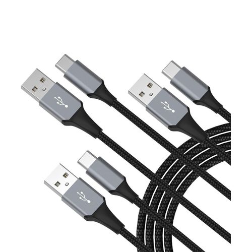 USB C Cable/USB A to USB C Fast Charger Cord - 3 Ft - Black