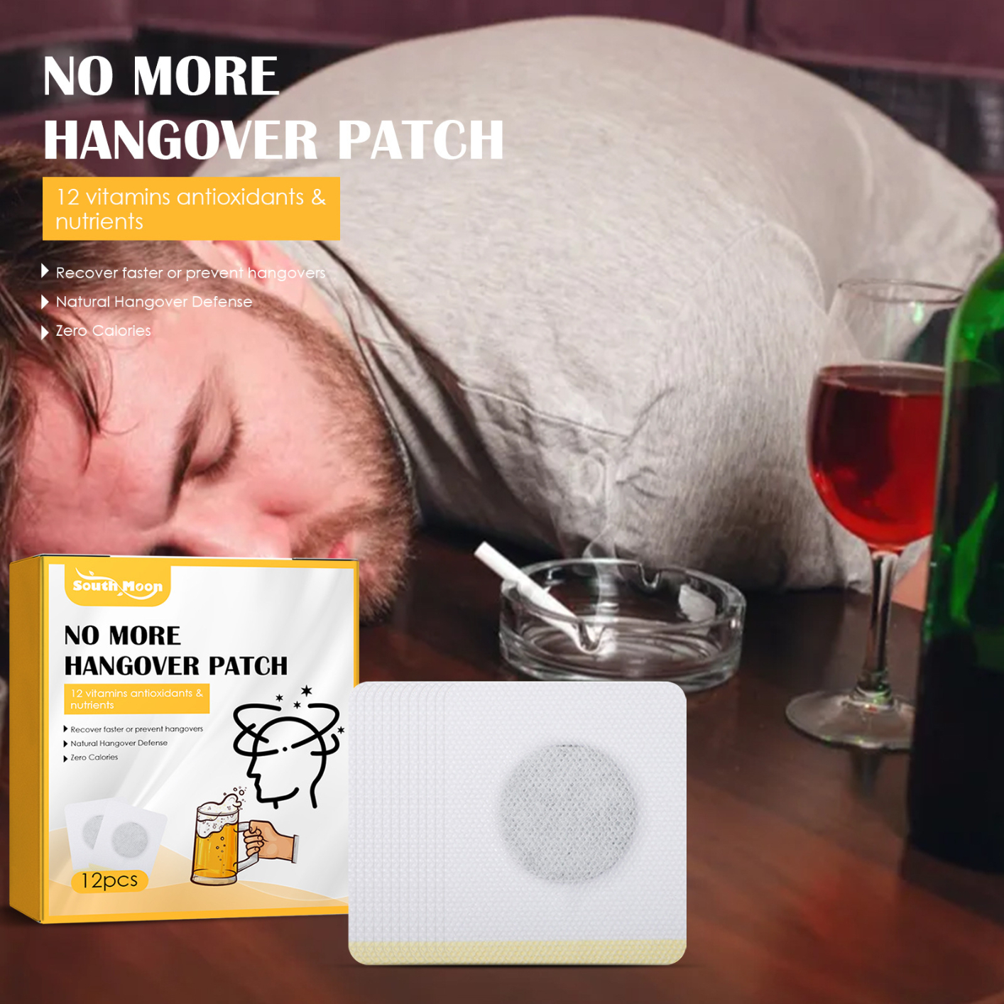 12PCS No More Hangover Patch, Portable Maintenance Health Care Stickers for Acupuncture Point