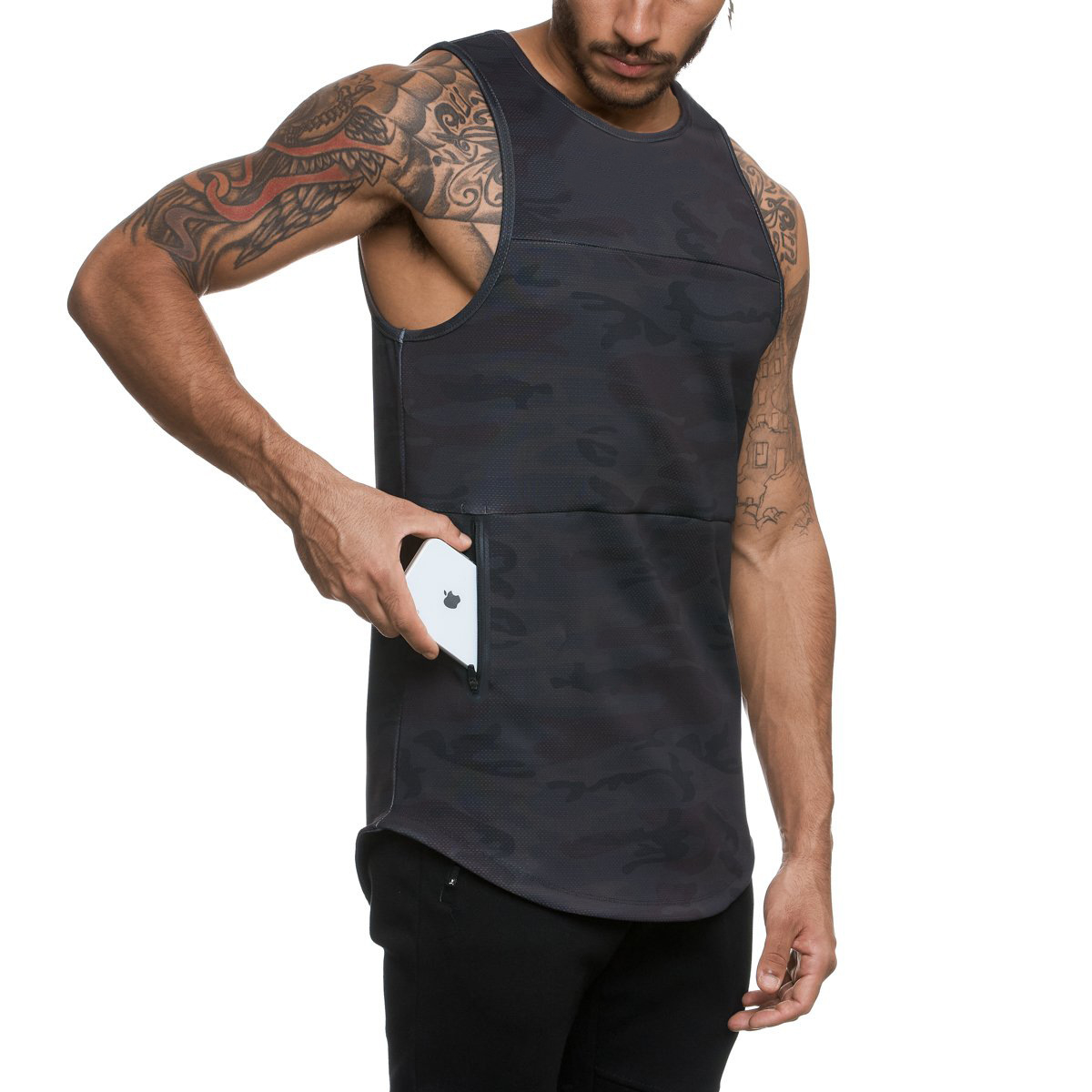 QDH-BX67 Men Muscle Gym Workout Tank Top Men Short Sleeve Vest Quick Drying Breathable