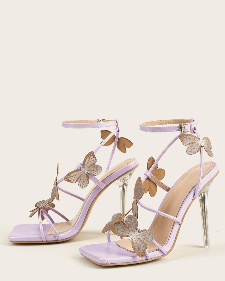 LZ-73 Women's Butterfly Applique Stiletto Heeled Sandals