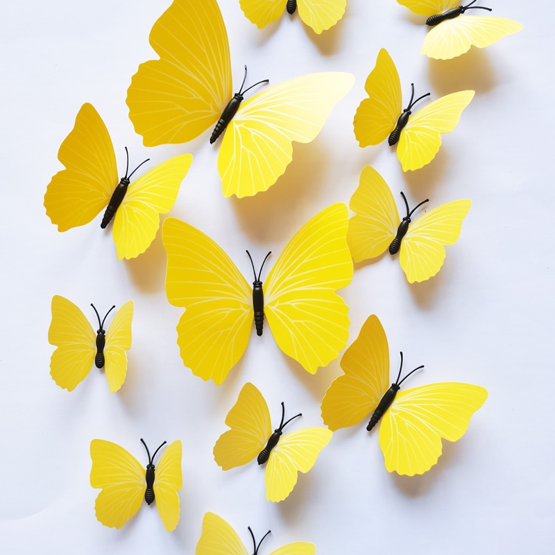 TL009 12 PCS Butterfly Wall Decals - 3D Butterflies Decor for Wall Removable Mural Stickers Home Decoration Kids Room Bedroom Decor