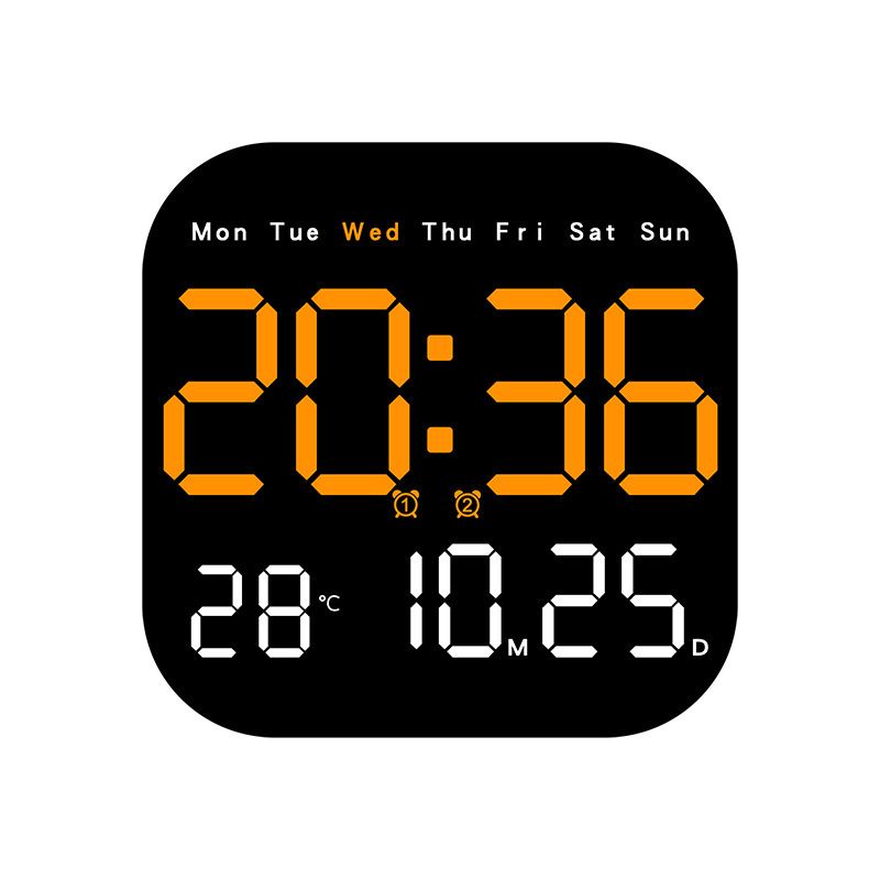 Multifunctional clock LED electronic clock living room fresh wall clock can be hung or stood dual-purpose clockOrange
