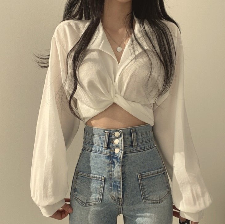 328 Women's Summer Niche Cropped Shirt Back Tie Bow Top