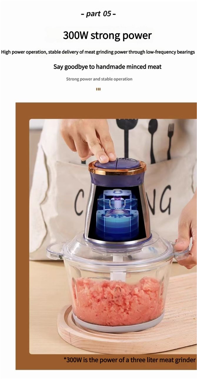 Watson -Household meat grinder stainless steel glass multi-function vegetable stuffing machine garlic mincer food processor