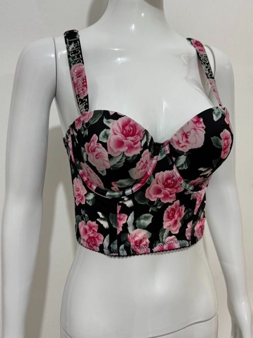 French printed herboned camisole women's summer wear sexy corset on top, sweet and spicy short with bandeau hottie top
