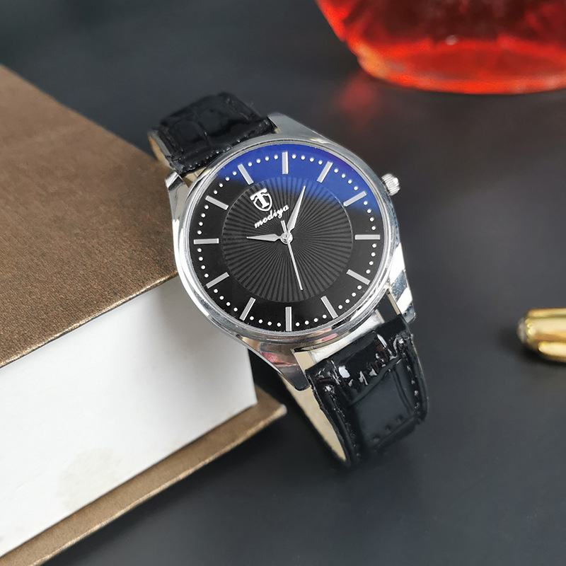 PD198 Blue Glass Sun Pattern Leather Belt Men's Watch Gift Watch Men's Watch