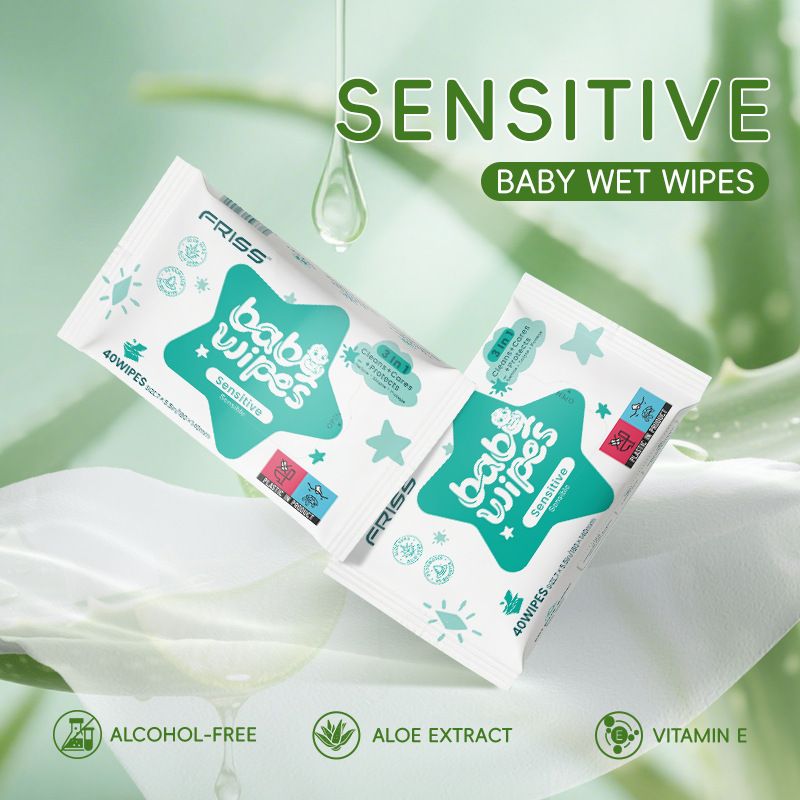 4 Packs Total 160 Sheets Gentle Baby Wet Wipes Multi-purpose Soft Disposable Wipes Hypoallergenic For Baby Daily Cleansing 7"x5.5" (180x140mm)