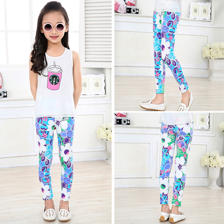 Girls Leggings Printing Flower Legging Infantil Para Menina Toddler Classic Leggings 2-14y Baby Girl Pencil Pants Kids Trousers
