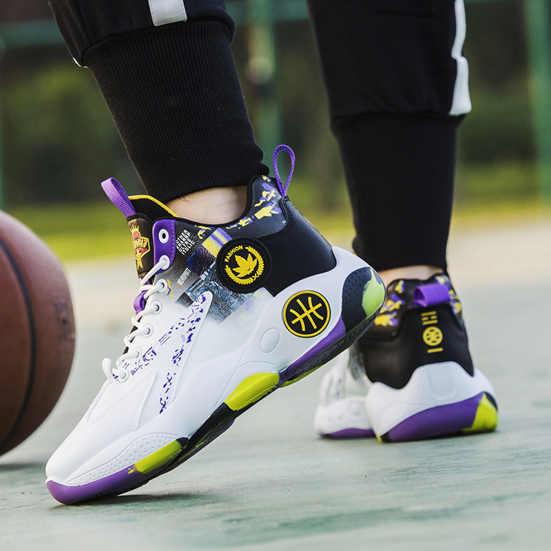 Men's Summer Breathable Graffiti Basketball Shoes Comfortable and Wearable Sports Casual Shoes