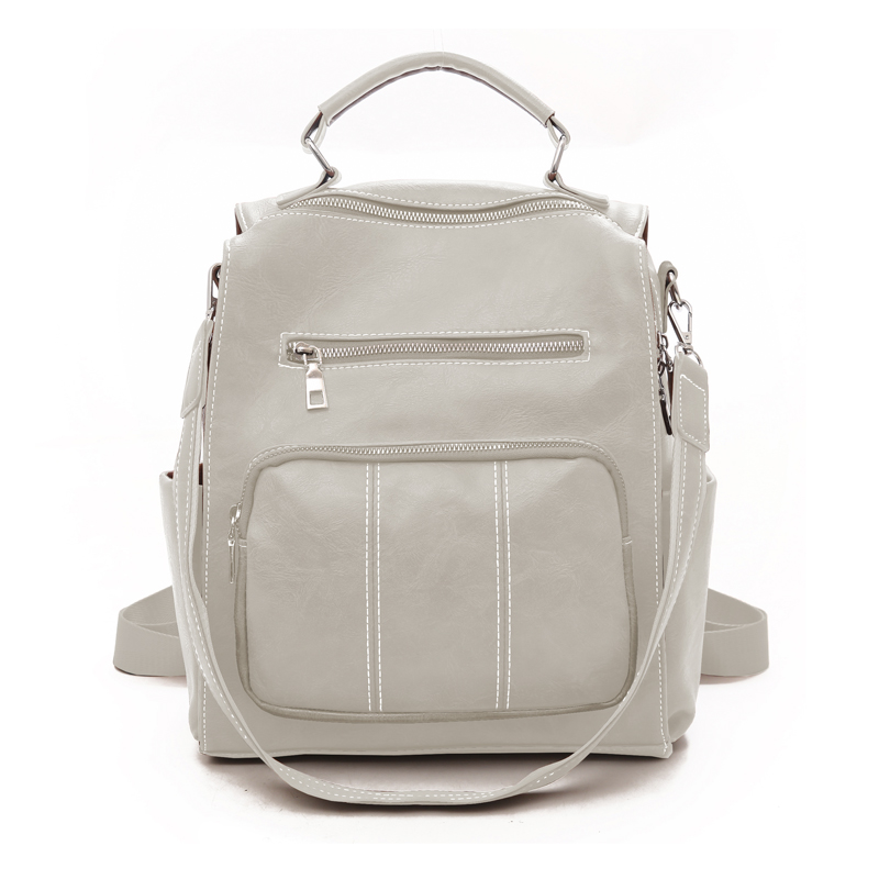 Fashion Casual Girls Solid Color Large Capacity Backpack Bag Texture Temperament Zipper Ladies Versatile Bag 0308#

