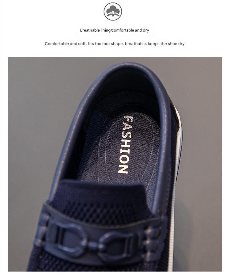 Loafer Kid Children's Shoes Spring Autumn New Flyknit Shoes Children's British Style Casual Shoes Slip on Bean Shoes