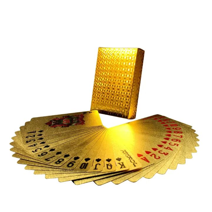 24K Gold Playing Cards Plastic Poker Game Deck Foil Pokers pack Magic Cards Durable Waterproof Card Gift for Parties and Games