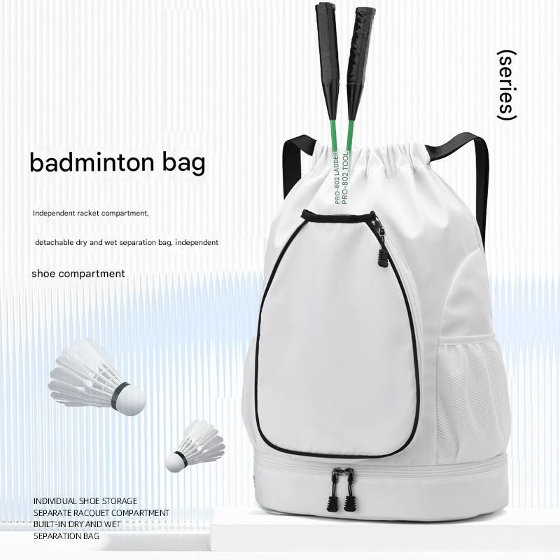 Large Capacity Sports Backpack With Shoe Compartment Drawstring Bag Outdoor Training Basketball Badminton Tennis Shoulder Bag
