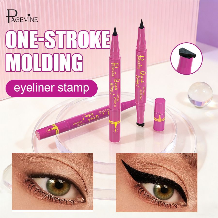 2-in-1 Double Head Liquid Eyeliner With Seal Stamp Design Ultra Fine Triangle Tip Waterproof Sweat Resistant Smudge Proof Long Lasting Eye Makeup, Easy To Create Perfect Winged Eyeliner For Daily Dating Party