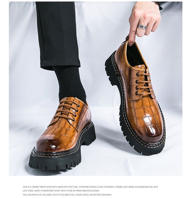 New men's thick-soled height-increasing club fashion shoes for Spring and Autumn 2025 cross-border large-sized men