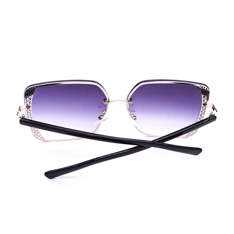 414 Oversized Women Sunglasses Fasionn Gradient Tint Lens Sun Glasses for Female Wide Square Shades Rimless Big Wide Face