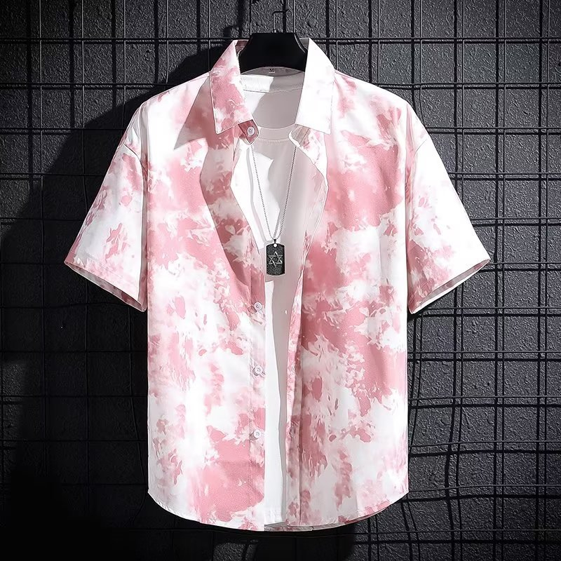 C24 Men's Summer New Breathable Short Sleeve Shirt Printed Thin Shirt
