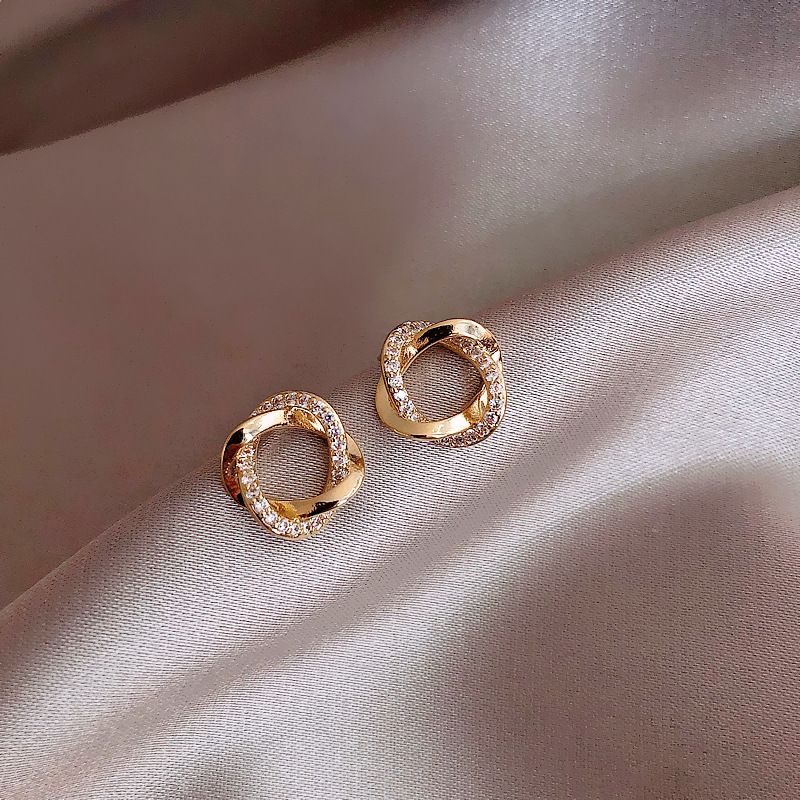 M308 Geometric Diamond Circle Earrings High-end Earrings Women