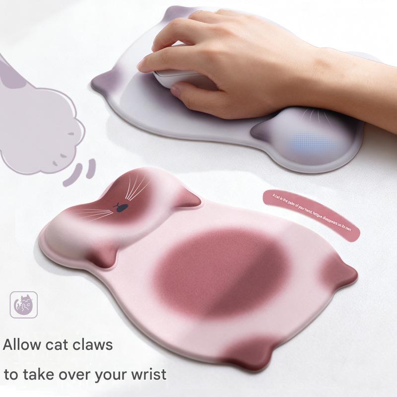Cute Small Silicone Mouse Pad with Wrist Rest for Women Odor-Free Anti-Slip Dirt Resistant Comfort Wrist Support Mouse Mat
