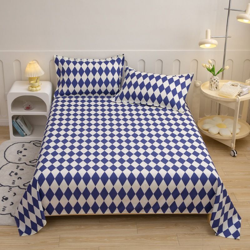 Checkered bed sheet ，terylene cotton bed sheet free shipping Washed Cotton bedsheet 250*230cm ,220*230cm ,150*230cm
