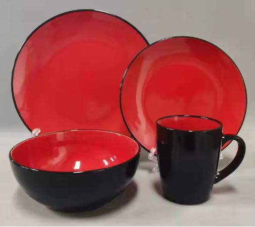  Classic Design Unbreakable Eco-Friendly Dinner Plate Set Modern Design Red Black Platter for Party Kitchen Restaurant Hotel