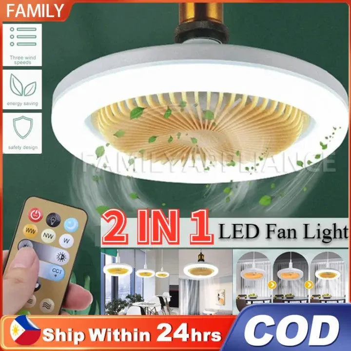 2-in-1 Invisible Ceiling Fan with Light, Multicolor LED Ceiling Fan, Silent Operation with Remote Control

