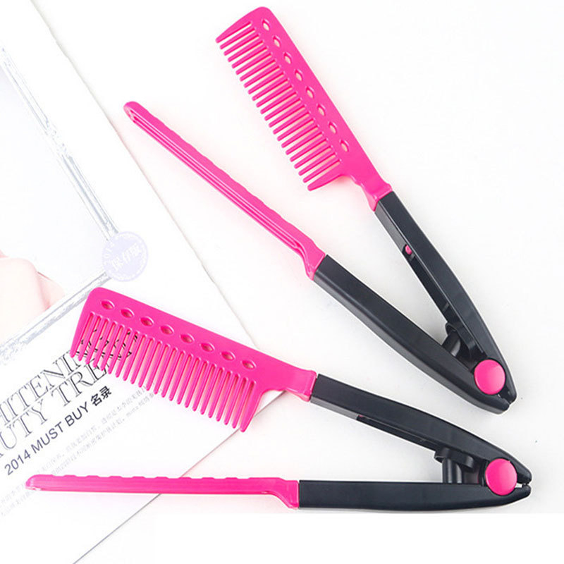A2013 Hair Straightening Comb, Haircut Anti-static V Shape Comb Clip Clamp Hairdressing Styling Tools