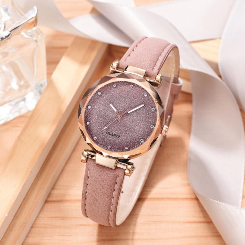 Casual Women Romantic Starry Sky Wrist Watch bracelet Leather Rhinestone Designer Ladies Clock Simple Dress Gfit Montre Femme