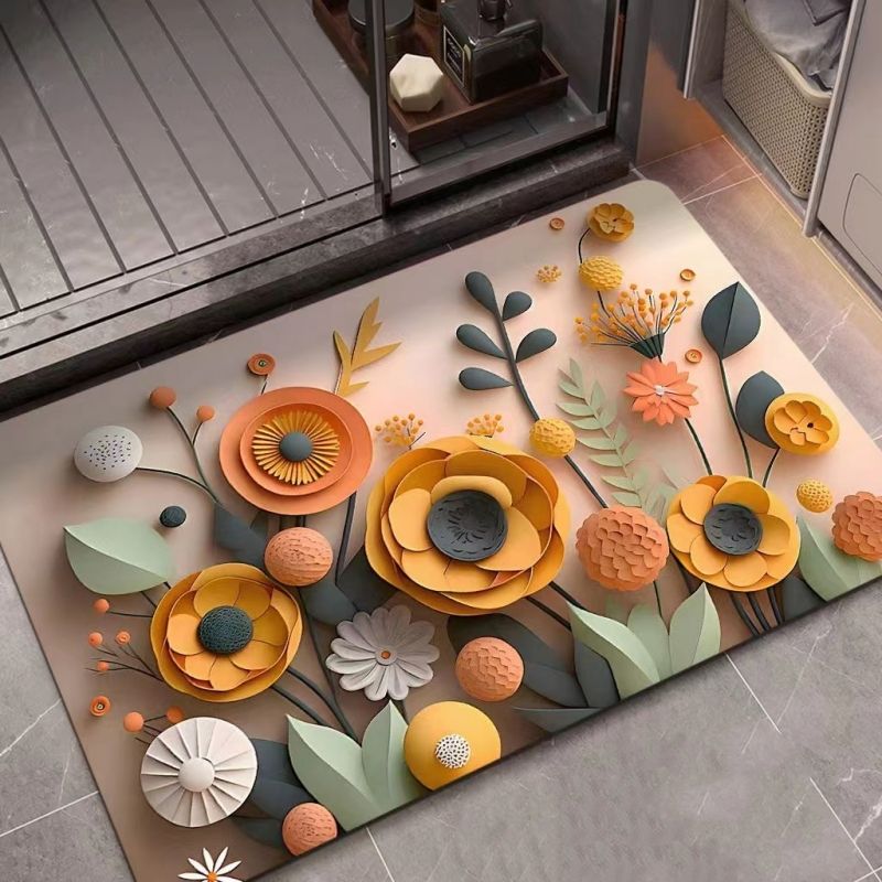 3D oil painting, diatomaceous earth absorbent floor mat, bathroom quick drying carpet, anti slip mat free shipping carpet