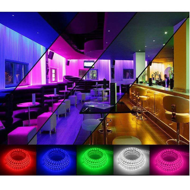Leopard Cat Flexible 100M/volume LED RGB Rope Light Strip, Multi Color Changing 60PCS SMD 5050 LEDs, 220V AC, Dimmable, Waterproof, Indoor / Outdoor Rope Lighting + Remote Controller -100M roll IP67 Waterproof RGB Dual Color Rope lighting