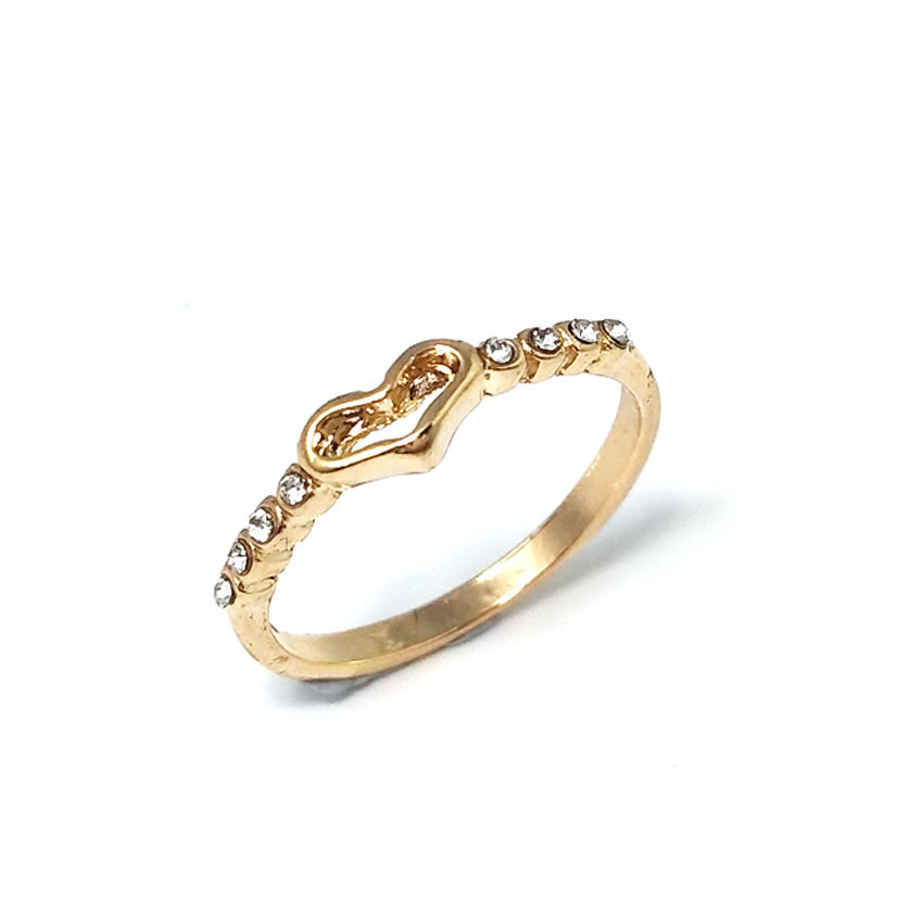 20210 Love Ring Hollow Set Inlaid  Crystal Heart-Shaped Fashion Ring for Mother's Day Gift