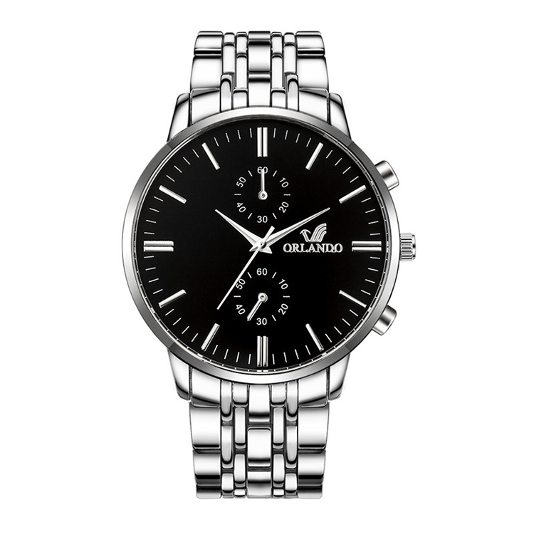 Men Watches New ORLANDO Fashion Quartz Watch Men's Silver Gold Plated Stainless Steel Wristwatch Masculino