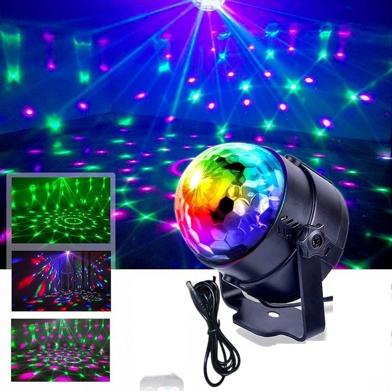 Colorful voice controlled rotating stage light Laser flash ambient light CRRSHOP Remote control LED mini crystal magic ball light