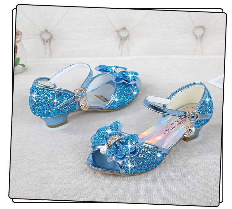 Dress Shoes Dreamy Girl's High Heels Children's Princess Sandals Bow Tie Children's Shoes Crystal Heeled Shoes