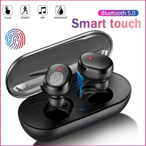 Bluetooth wireless headphones with mic sports waterproof tws bluetooth earphones best sale touch control wireless headsets earbuds phone