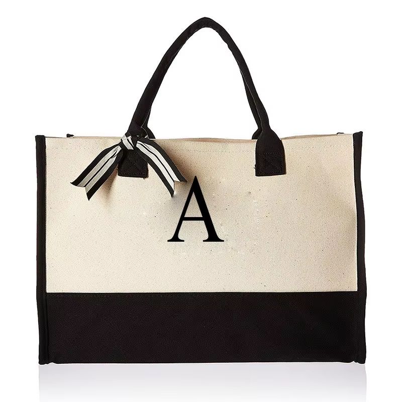 Tote Bag Fashion Canvas Totes Letters Flower Portable Beach Shoulder Shopping Casual Beach Bag Large Capacity Handbag