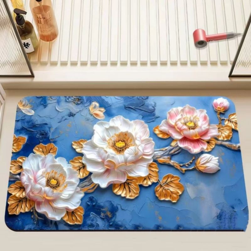 3D oil painting, diatomaceous earth absorbent floor mat, bathroom quick drying carpet, anti slip mat free shipping carpet