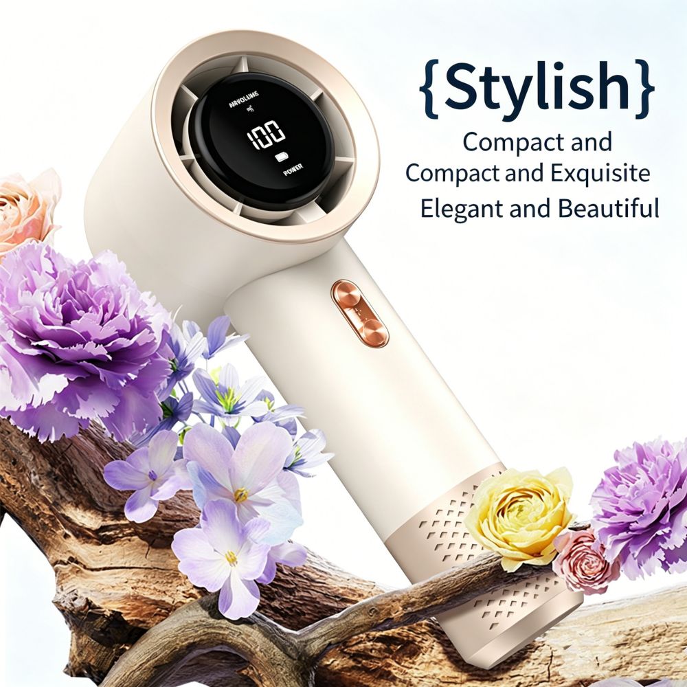 T13 Mini Turbo Bladeless Handheld Fan with LED Digital Display, Semiconductor Ice Cold Compress Cooling, 1-199 Stepless Wind Speed Adjustment, USB Type-C Rechargeable High-Speed Pocket Personal Fan for Travel