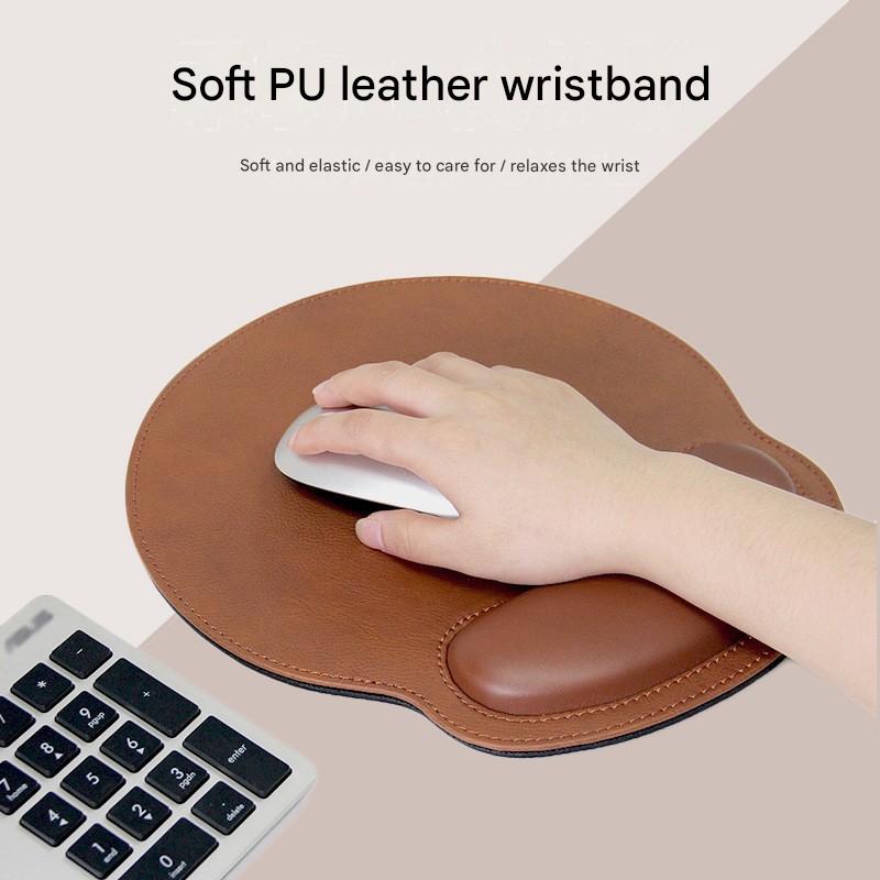Premium Stitched Edge PU Leather Wrist Rest Mouse Pad, Soft Ergonomic Keyboard Wrist Support Cushion for Office Gaming Laptop PC
