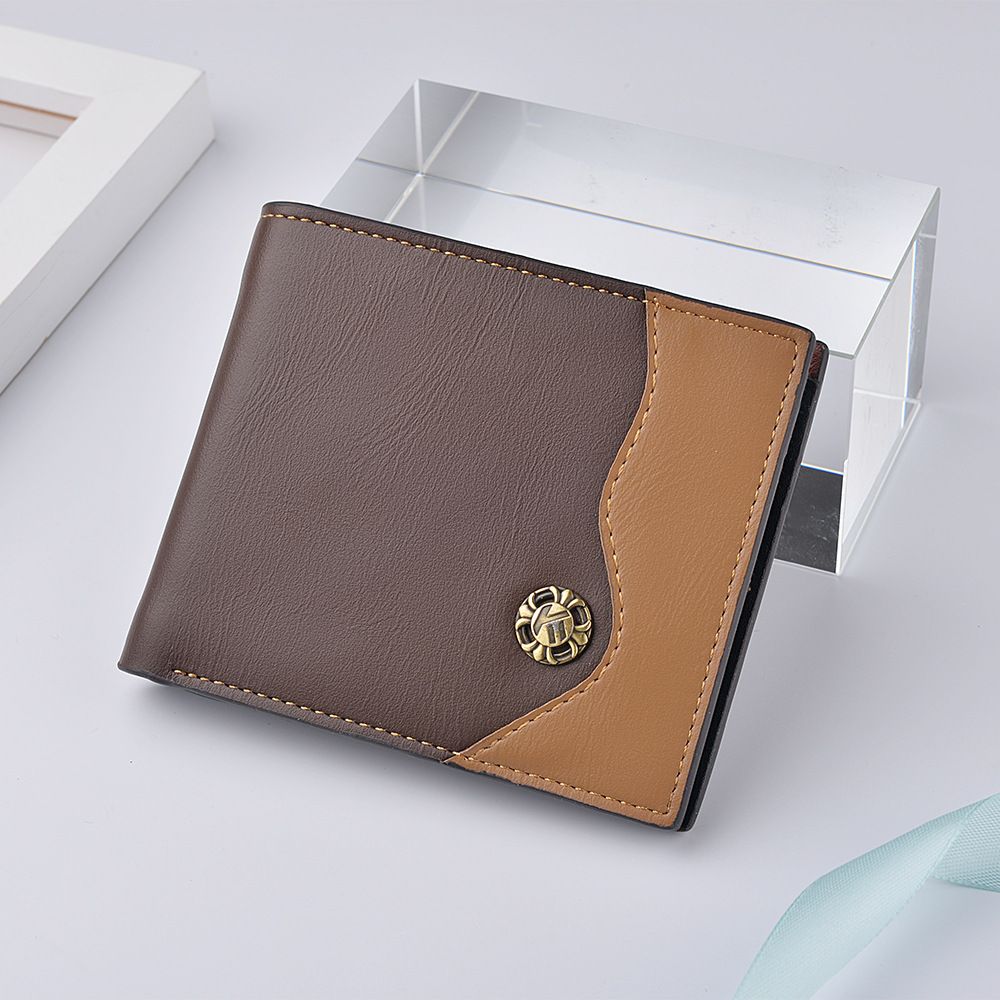 K3210 Men's New Spliced Three Fold Wallet Short Multi Card Position Wallet