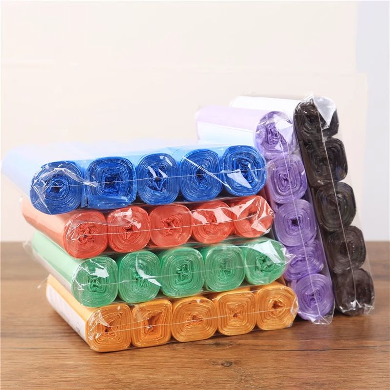 Multi-Color Rolled Flat Top Breakpoint Trash Bags, Heavy Duty Thick Disposable Plastic Garbage Liners, Medium Universal Size Fit Indoor Waste Bins, Wear Resistant Odor Isolation Waste Bags For Home Apartment Workplace Daily Cleaning