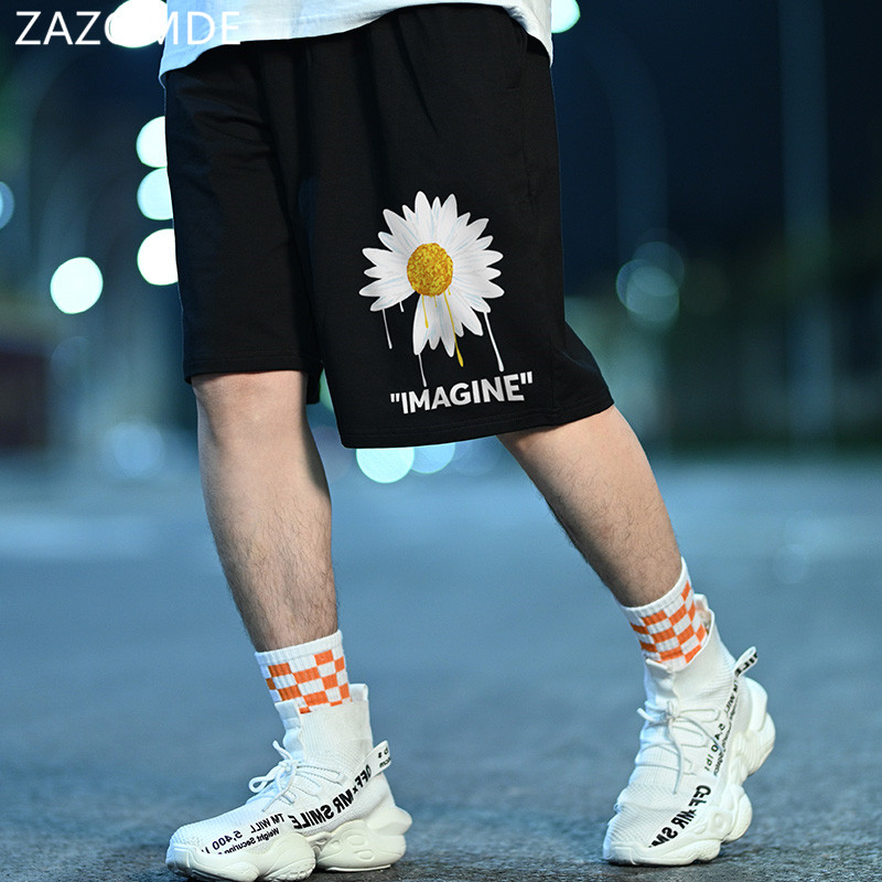 261 Men Summer Black Shorts Mens Knee Length Korean Loose Hip Hop Sweatpants Male Fashion Beach Shorts 5XL