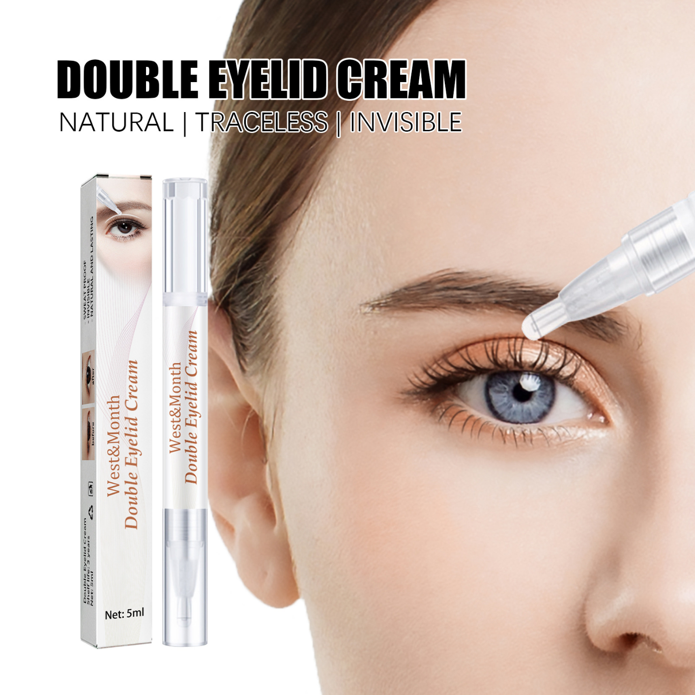 Big Double Eyelid Styling Shaping Pen Glue Invisible Double Eyelid Styling Cream Long Lasting Clear Liquid Eyelid Adhesive Gel Double Eyelid Serum to Lift Eyes
