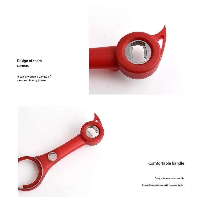 Plastic 4-in-1 Bottle Opener - Creative Multifunctional Lid Twist, Beer, and Can Opener for Home Use