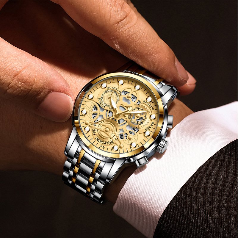 VOOM Men's automatic hollow out non mechanical business watch trend quartz watch student waterproof men's watch luminous watch