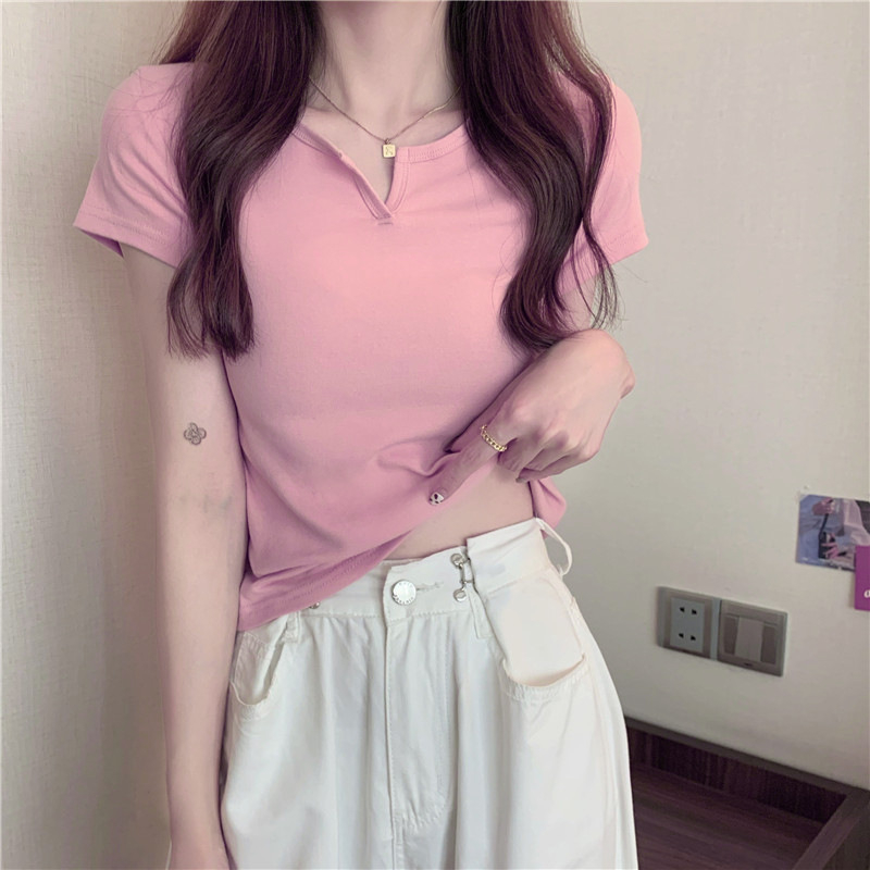 165 Women's Design Sense Slim Casual T-shirt Short Sleeves